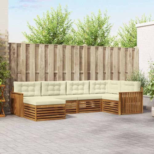 Комплект дивани за открито 6 pcs Натурален и Крема