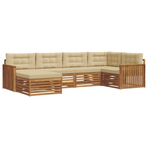 Комплект дивани за открито 6 pcs Натурален и Бежов
