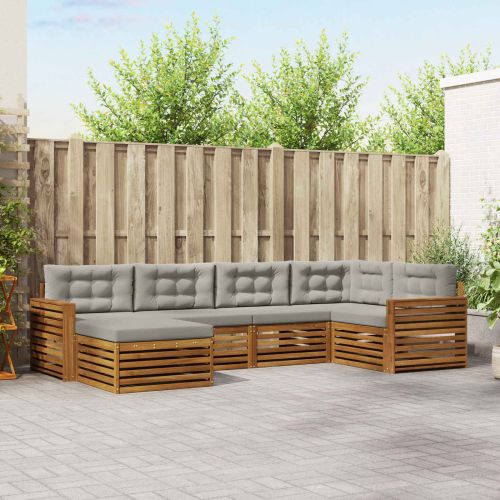 Комплект дивани за открито 6 pcs Естествено и светло сиво