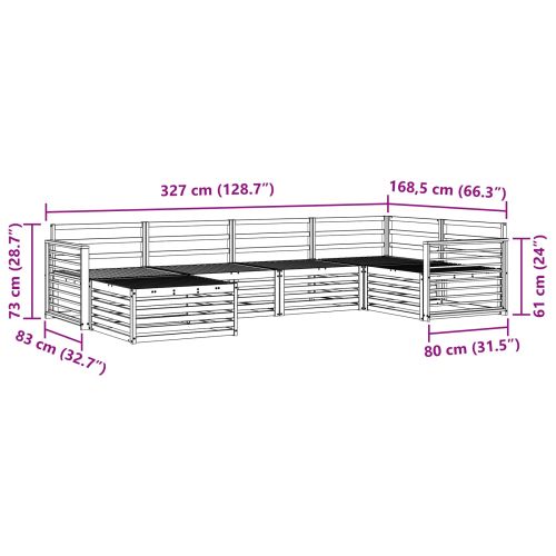 Комплект дивани за открито 6 pcs Естествен