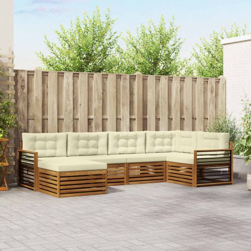 Комплект дивани за открито 6 pcs Натурален и Крема
