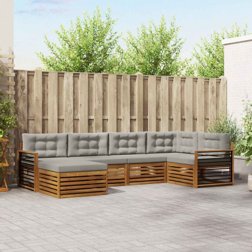 Комплект дивани за открито 6 pcs Естествено и светло сиво