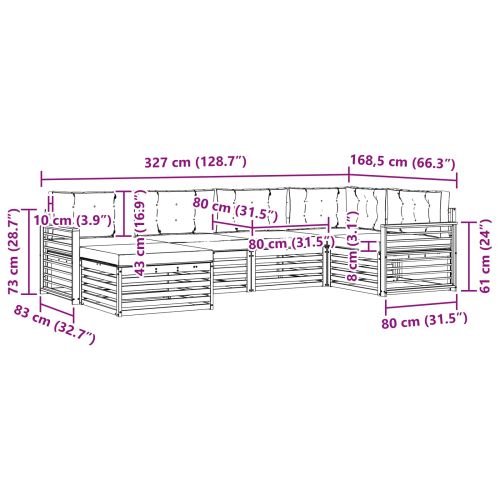 Комплект дивани за открито 6 pcs Натурален и Антрацит