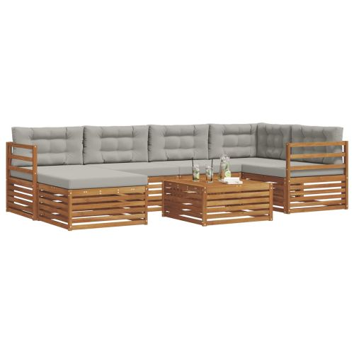 Комплект дивани за открито 7 pcs Естествено и светло сиво