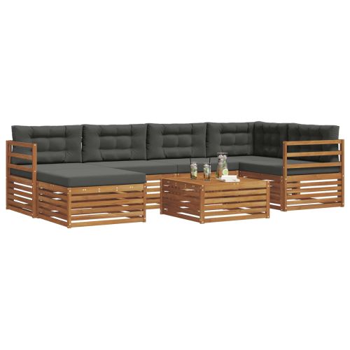 Комплект дивани за открито 7 pcs Натурален и Антрацит