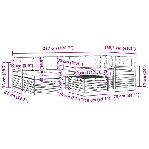 Комплект дивани за открито 7 pcs Натурален и Антрацит