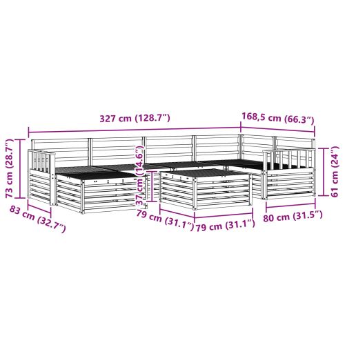 Комплект дивани за открито 7 pcs Естествен