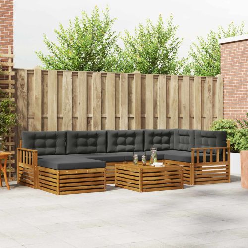 Комплект дивани за открито 7 pcs Натурален и Антрацит