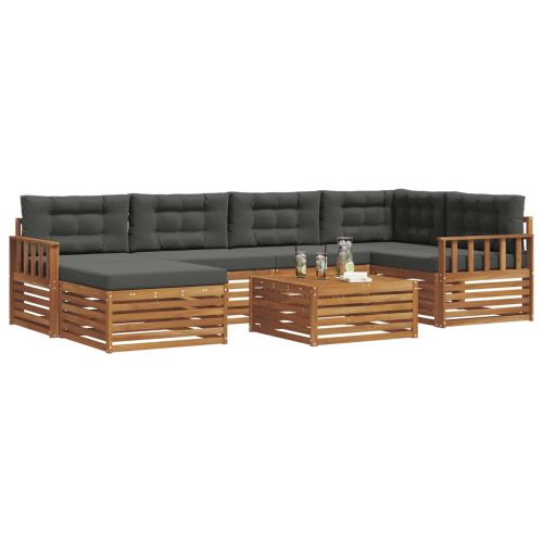 Комплект дивани за открито 7 pcs Натурален и Антрацит