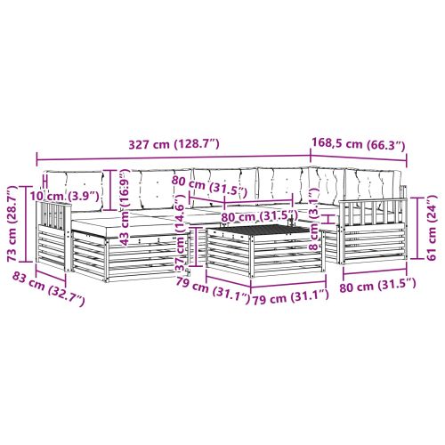 Комплект дивани за открито 7 pcs Натурален и Антрацит