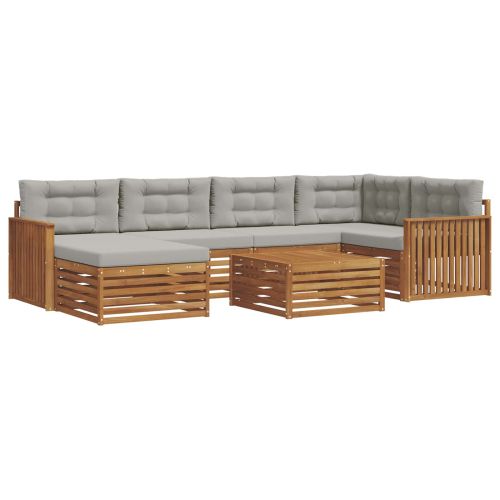 Комплект дивани за открито 7 pcs Естествено и светло сиво