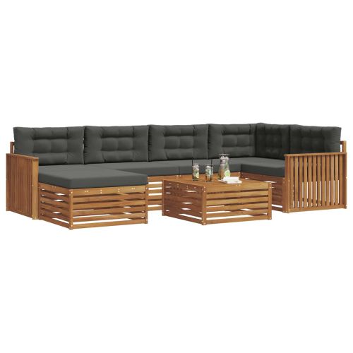 Комплект дивани за открито 7 pcs Натурален и Антрацит