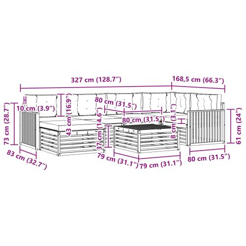 Комплект дивани за открито 7 pcs Натурален и Бежов
