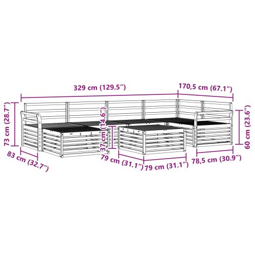 Комплект дивани за открито 7 pcs Естествен