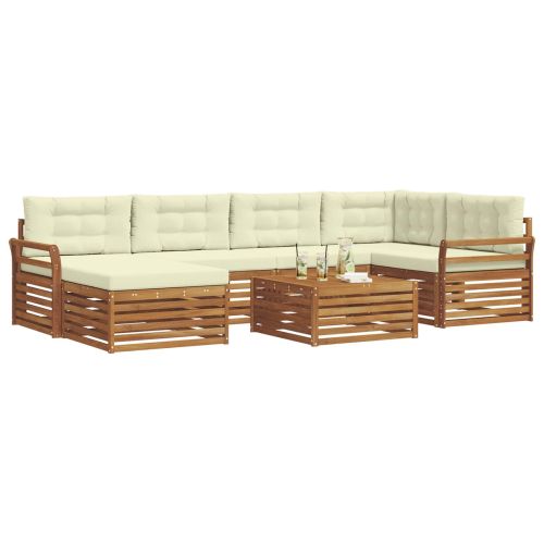 Комплект дивани за открито 7 pcs Натурален и Крема