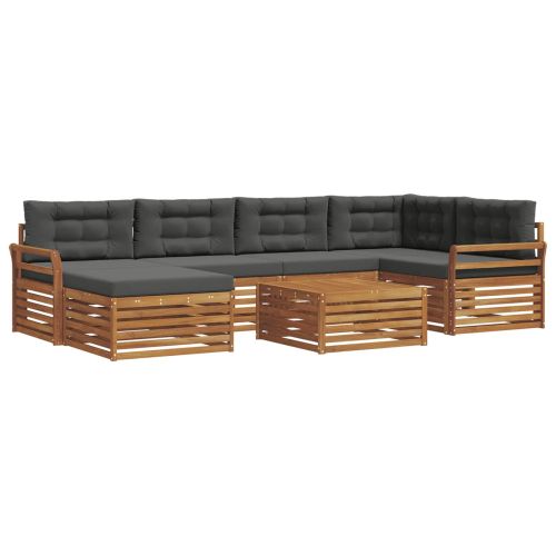 Комплект дивани за открито 7 pcs Натурален и Антрацит