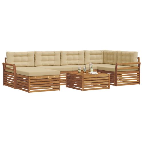 Комплект дивани за открито 7 pcs Натурален и Бежов