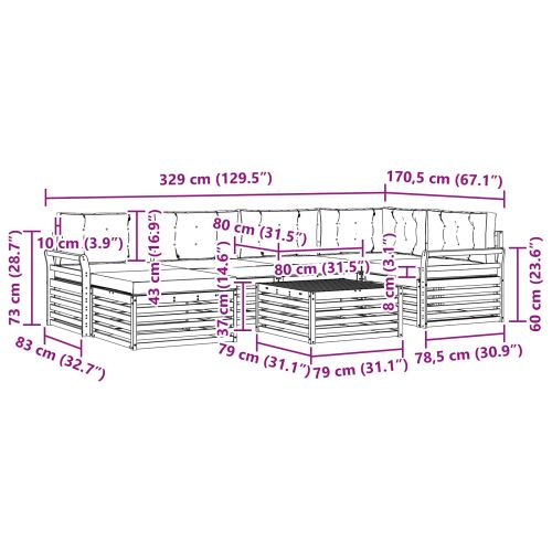 Комплект дивани за открито 7 pcs Натурален и Бежов