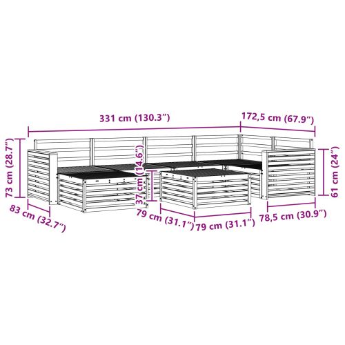 Комплект дивани за открито 7 pcs Естествен