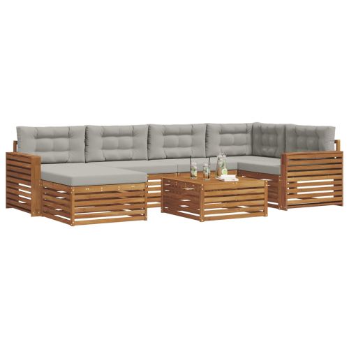 Комплект дивани за открито 7 pcs Естествено и светло сиво