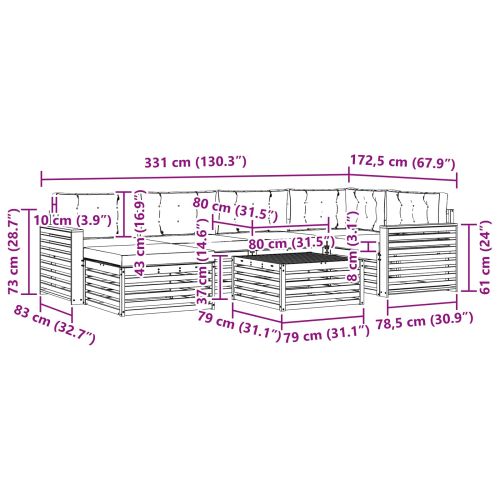 Комплект дивани за открито 7 pcs Естествено и светло сиво