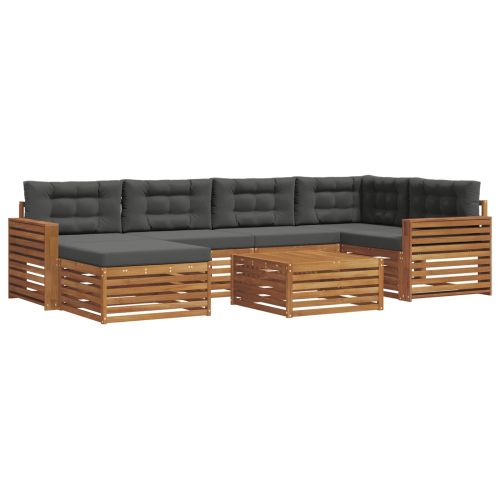 Комплект дивани за открито 7 pcs Натурален и Антрацит