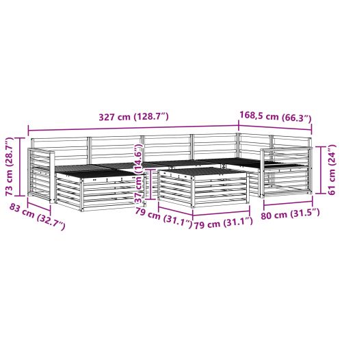 Комплект дивани за открито 7 pcs Естествен