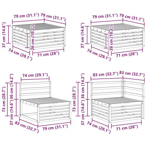 Комплект дивани за открито 7 pcs Естествен