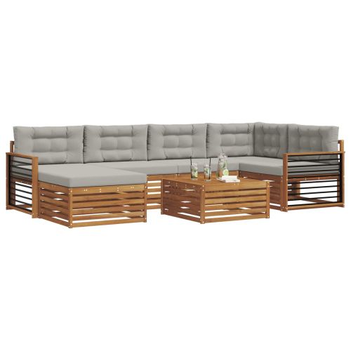 Комплект дивани за открито 7 pcs Естествено и светло сиво