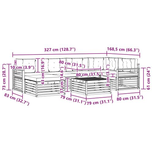 Комплект дивани за открито 7 pcs Естествено и светло сиво