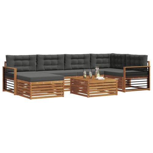 Комплект дивани за открито 7 pcs Натурален и Антрацит
