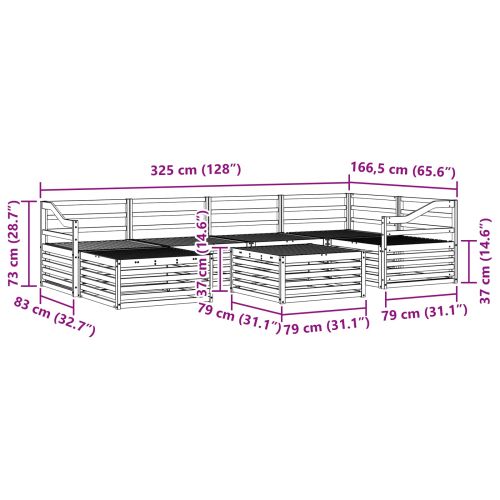 Комплект дивани за открито 7 pcs Естествен