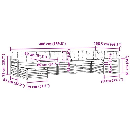 Комплекти дивани с възглавница 7 pcs Естествено и светло сиво