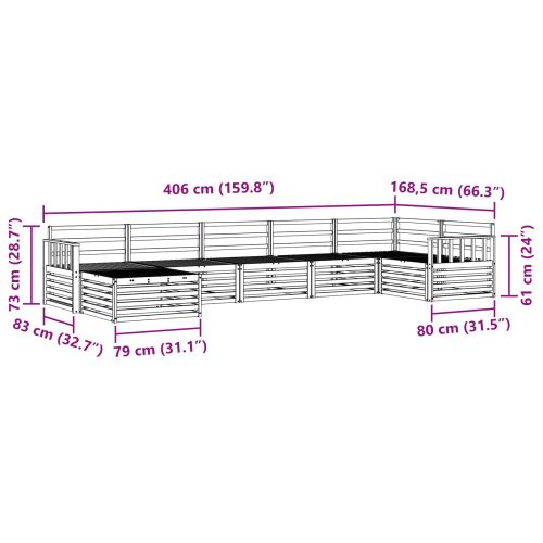 Комплекти дивани 7 pcs Естествен Солидно акациево дърво