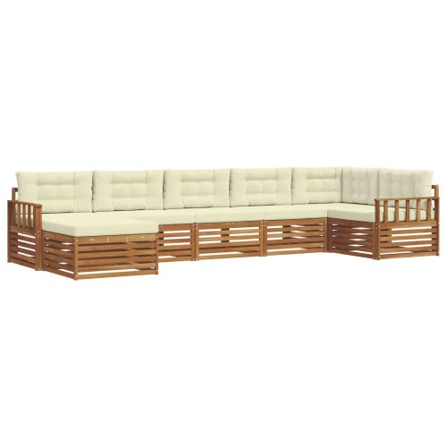 Комплекти дивани 7 pcs Натурален и Крема Солидно акациево дърво