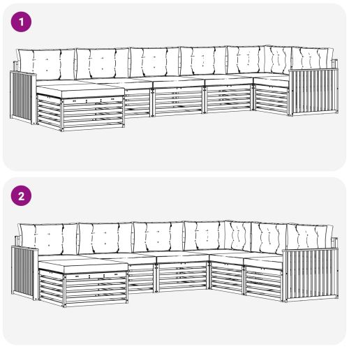 Комплекти дивани 7 pcs Натурален и Бежов Солидно акациево дърво