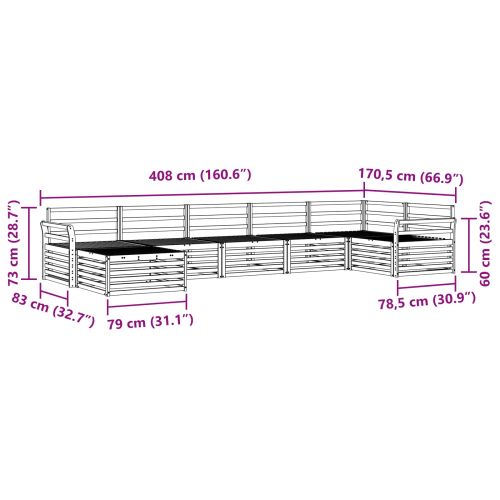 Комплекти дивани 7 pcs Естествен Солидно акациево дърво