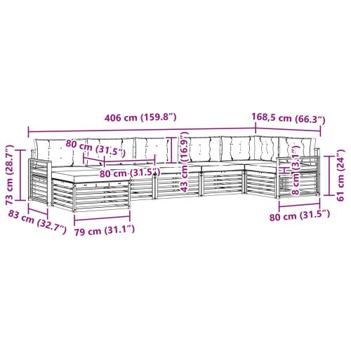 Комплекти дивани с възглавница 7 pcs Натурален и Антрацит