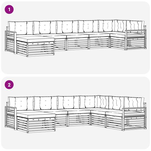 Комплекти дивани 7 pcs Натурален и Бежов Солидно акациево дърво