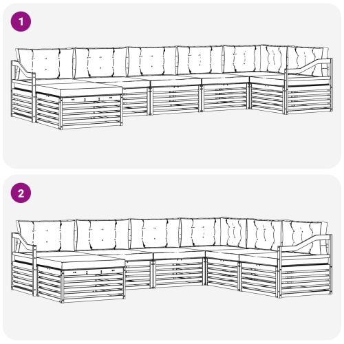 Комплекти дивани 7 pcs Натурален и Бежов Солидно акациево дърво