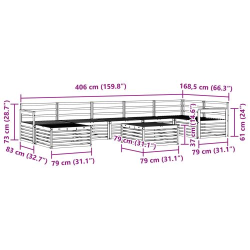 Комплекти дивани 8 pcs Естествен Солидно акациево дърво