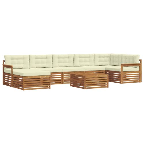 Комплекти дивани 8 pcs Натурален и Крема Солидно акациево дърво