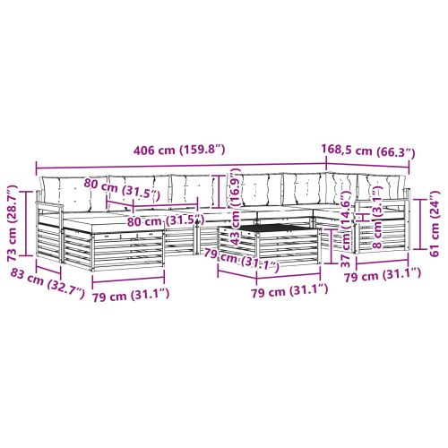 Комплекти дивани с възглавница 8 pcs Натурален и Антрацит