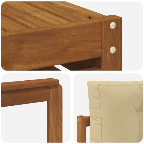 Комплекти дивани 8 pcs Натурален и Бежов Солидно акациево дърво