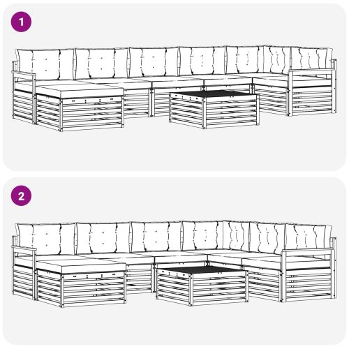 Комплекти дивани 8 pcs Натурален и Бежов Солидно акациево дърво