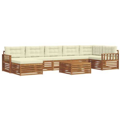 Комплекти дивани 8 pcs Натурален и Крема Солидно акациево дърво