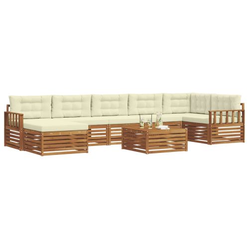 Комплекти дивани 8 pcs Натурален и Крема Солидно акациево дърво