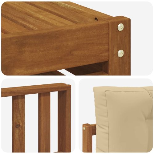 Комплекти дивани 8 pcs Натурален и Бежов Солидно акациево дърво