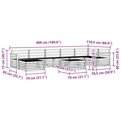 Комплекти дивани 8 pcs Естествен Солидно акациево дърво