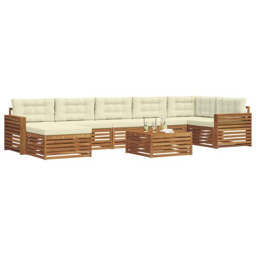 Комплекти дивани 8 pcs Натурален и Крема Солидно акациево дърво